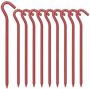 10Pack Aluminum Tent Tarp Stakes, 7Inch Lightweight Hook Stakes 10Pack Aluminum Tent Tarp Stakes, 7Inch Lightweight Hook Stakes