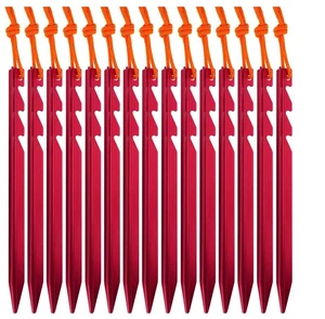 15 Pack Lightweight Aluminum Tent Stakes with Reflective Cords 15 Pack Lightweight Aluminum Tent Stakes with Reflective Cords