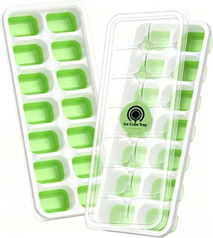 ChefAide 2 Pack Silicone Ice Cube Trays with Lid for Freezer ChefAide 2 Pack Silicone Ice Cube Trays with Lid for Freezer