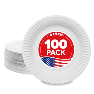Stock Your Home 6-Inch Uncoated Paper Plates, Everyday Disposable Dessert Plates, White, 100 Count Stock Your Home 6-Inch Uncoated Paper Plates, Everyday Disposable Dessert Plates, White, 100 Count