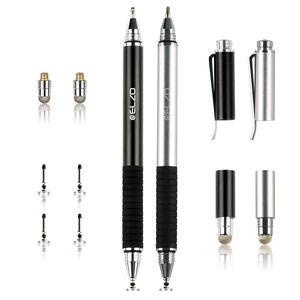 ELZO 3 in 1 Stylus Combo, Disc Stylus Touch Screen Pen and Gel Pen, 2Pcs with 6 Replacement Tips for Touchscreen Tablets & Phones, iPhone/iPad/Samsung/Lenovo ELZO 3 in 1 Stylus Combo, Disc Stylus Touch Screen Pen and Gel Pen, 2Pcs with 6 Replacement Tips for Touchscreen Tablets & Phones, iPhone/iPad/Samsung/Lenovo