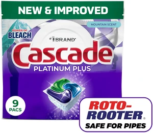Cascade Platinum Plus Dishwasher Pods, Mountain, 9 Count Cascade Platinum Plus Dishwasher Pods, Mountain, 9 Count
