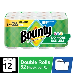 Bounty Select-A-Size Paper Towels White, 12 Double Rolls, 82 Sheets per Roll Bounty Select-A-Size Paper Towels White, 12 Double Rolls, 82 Sheets per Roll