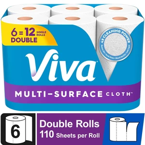 Viva Multi-Surface Cloth Paper Towels, 6 Double Rolls Viva Multi-Surface Cloth Paper Towels, 6 Double Rolls