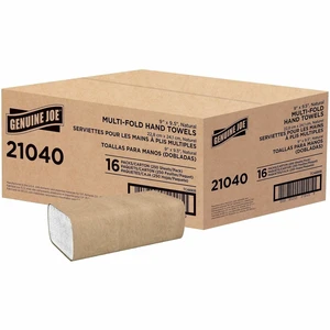 Genuine Joe Multi-Fold Natural Paper Towels - 16 Pack, 250 Sheets Each Genuine Joe Multi-Fold Natural Paper Towels - 16 Pack, 250 Sheets Each