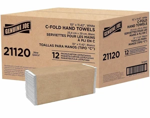 Genuine Joe C-Fold Towels 1-Ply 13"x10-1/8" 200 Count (12/Carton) WE 21120 Genuine Joe C-Fold Towels 1-Ply 13"x10-1/8" 200 Count (12/Carton) WE 21120