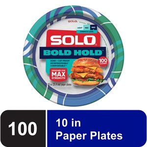 Solo Bold Hold Heavy Weight Paper Plate 10in 100CT Solo Bold Hold Heavy Weight Paper Plate 10in 100CT