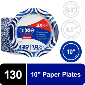Dixie Ultra 10Inch Disposable Paper Plates, 130Count, Multi-Color Dixie Ultra 10Inch Disposable Paper Plates, 130Count, Multi-Color