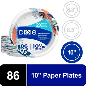 Dixie Disposable Paper Plates 10", 86 Count, Multi-Color Dixie Disposable Paper Plates 10", 86 Count, Multi-Color