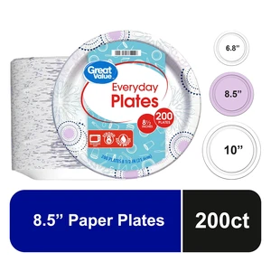 Great Value Disposable Paper Plates, 8.5in, 200 Count Great Value Disposable Paper Plates, 8.5in, 200 Count
