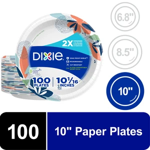 Dixie 10 Inch Paper Plates, Multi-Color, 100 Count Dixie 10 Inch Paper Plates, Multi-Color, 100 Count