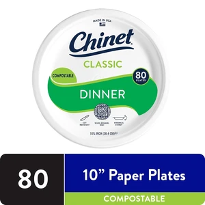 Chinet Classic Premium Disposable Paper Dinner Plates, 10 3/8", White, 80 Count Chinet Classic Premium Disposable Paper Dinner Plates, 10 3/8", White, 80 Count