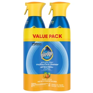Pledge Antibacterial Multi Surface Cleaner Spray, Fresh Citrus, 2 Pack Aerosol, 9.7 oz Pledge Antibacterial Multi Surface Cleaner Spray, Fresh Citrus, 2 Pack Aerosol, 9.7 oz