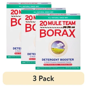 20 Mule Team Borax All Natural Laundry Detergent Booster & Multi-Purpose Household Cleaner, 65 oz, 3 Pack 20 Mule Team Borax All Natural Laundry Detergent Booster & Multi-Purpose Household Cleaner, 65 oz, 3 Pack