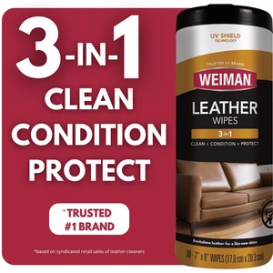 Weiman 3-in-1 Leather Cleaner, Conditioner & Protection Wipes, 30 Count Weiman 3-in-1 Leather Cleaner, Conditioner & Protection Wipes, 30 Count