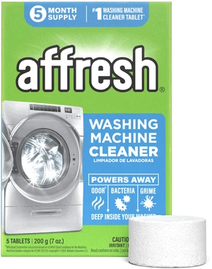 Affresh Washing Machine Cleaner 5 Time Release Tablets, 5 Month Supply, Helps Power Away Odor Causing Bacteria & Grime Inside Pump, Valve & Hoses Affresh Washing Machine Cleaner 5 Time Release Tablets, 5 Month Supply, Helps Power Away Odor Causing Bacteria & Grime Inside Pump, Valve & Hoses
