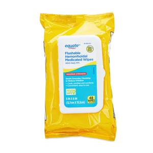 Equate Witch Hazel Flushable Hemorrhoidal Medicated Wipes, 48 Count Equate Witch Hazel Flushable Hemorrhoidal Medicated Wipes, 48 Count