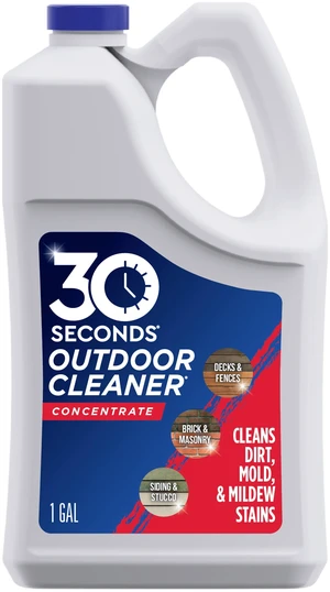 30 Seconds Outdoor Cleaner, 1 Gallon Concentrate for Concrete Surfaces, Cleans Algae, Mold, Mildew Stains 30 Seconds Outdoor Cleaner, 1 Gallon Concentrate for Concrete Surfaces, Cleans Algae, Mold, Mildew Stains