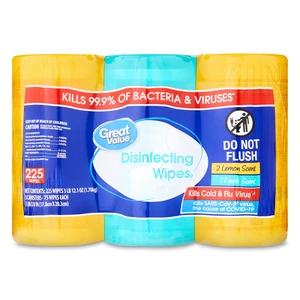 Great Value Disinfecting Wipes, Lemon and Fresh Scent, 225 Count (3-Pack) Great Value Disinfecting Wipes, Lemon and Fresh Scent, 225 Count (3-Pack)