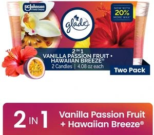 Glade 2in1 Single Wick Candles, Hawaiian Breeze + Vanilla Passionfruit, 8.16Oz, 2 Count Glade 2in1 Single Wick Candles, Hawaiian Breeze + Vanilla Passionfruit, 8.16Oz, 2 Count