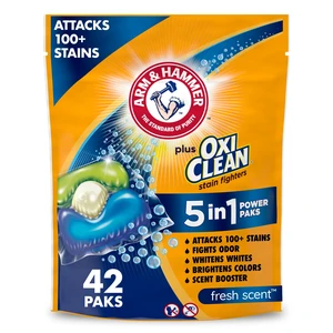 ARM & HAMMER Plus OxiClean 5-in-1 Laundry Detergent Paks, Fresh Scent, 42 Count ARM & HAMMER Plus OxiClean 5-in-1 Laundry Detergent Paks, Fresh Scent, 42 Count