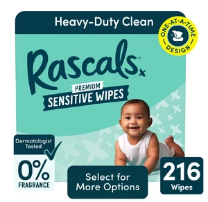 Rascals Premium Sensitive Alcohol-Free Baby Wipes, 216 Count Rascals Premium Sensitive Alcohol-Free Baby Wipes, 216 Count