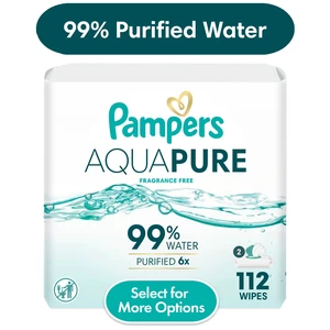 Pampers Aqua Pure Unscented Baby Wipes, 2-Pack, 112 Count Pampers Aqua Pure Unscented Baby Wipes, 2-Pack, 112 Count