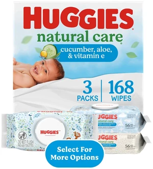Huggies Natural Care Cucumber, Aloe and Vitamin E Scented Baby Wipes, 3 Packs, 168 Wipes Huggies Natural Care Cucumber, Aloe and Vitamin E Scented Baby Wipes, 3 Packs, 168 Wipes