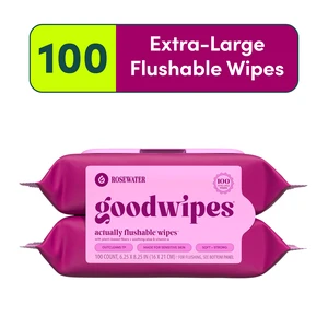 Goodwipes Flushable Butt Wipes, Rosewater Scented, 2 Pack, 100 XL Wipes Goodwipes Flushable Butt Wipes, Rosewater Scented, 2 Pack, 100 XL Wipes