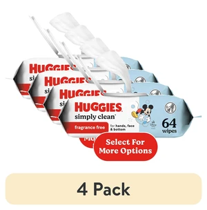 Huggies Simply Clean Unscented Baby Wipes, 4 Pack, 64 Count Huggies Simply Clean Unscented Baby Wipes, 4 Pack, 64 Count