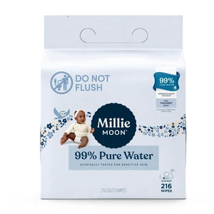 Millie Moon 99% Pure Water Baby Wipes, 216 Count Millie Moon 99% Pure Water Baby Wipes, 216 Count