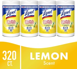 Lysol Disinfecting Wipes Multi Surface Antibacterial All Purpose Cleaner, Lemon & Lime Blossom Scent, 80 Count (Pack of 4) Lysol Disinfecting Wipes Multi Surface Antibacterial All Purpose Cleaner, Lemon & Lime Blossom Scent, 80 Count (Pack of 4)