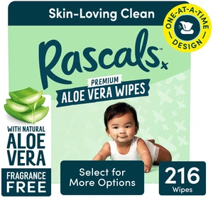 Rascals Premium Aloe Vera Wipes, 216 Count Rascals Premium Aloe Vera Wipes, 216 Count