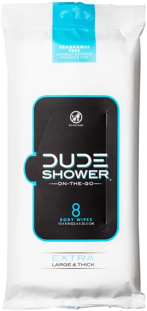DUDE Wipes On-the-Go Shower Replacement Wipes, XL Full Body, Unscented, 8 Count DUDE Wipes On-the-Go Shower Replacement Wipes, XL Full Body, Unscented, 8 Count