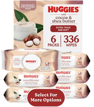 Huggies Sensitive Skincare Baby Wipes with Cocoa & Shea Butter, 6 Flip-Top Packs, 336 Count Huggies Sensitive Skincare Baby Wipes with Cocoa & Shea Butter, 6 Flip-Top Packs, 336 Count