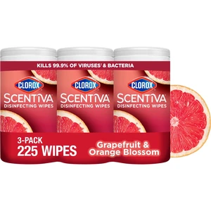 Clorox Scentiva Bleach Free Cleaning Wipes, Grapefruit & Orange Blossom, 75 Count, 3 Pack Clorox Scentiva Bleach Free Cleaning Wipes, Grapefruit & Orange Blossom, 75 Count, 3 Pack
