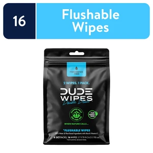 DUDE Wipes Double Deuce Two-In-One On-The-Go Flushable Wipes Unscented 8 Pack (16 Count) DUDE Wipes Double Deuce Two-In-One On-The-Go Flushable Wipes Unscented 8 Pack (16 Count)