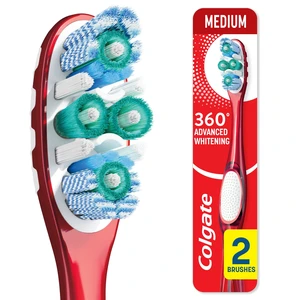 Colgate 360 Advanced Whitening Toothbrush, Medium Adult, 2 Pack Colgate 360 Advanced Whitening Toothbrush, Medium Adult, 2 Pack