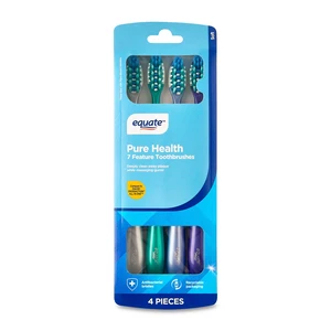 Equate Pure Health Manual Adult Soft Toothbrush 4 Count Equate Pure Health Manual Adult Soft Toothbrush 4 Count