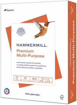 Hammermill Premium Multi-Purpose Paper, White, 20lb, 8.5x11, 1 Ream (500 Sheets) Hammermill Premium Multi-Purpose Paper, White, 20lb, 8.5x11, 1 Ream (500 Sheets)