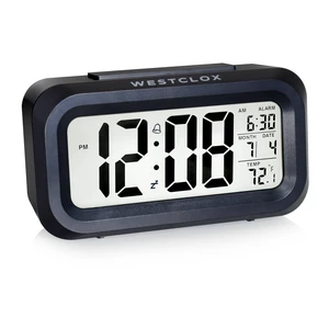 Westclox Digital Alarm Clock, Black, with Day/Date Display and LED Backlight, Battery Operated Westclox Digital Alarm Clock, Black, with Day/Date Display and LED Backlight, Battery Operated