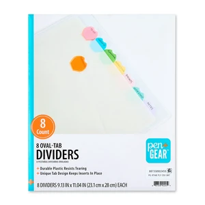 Pen+Gear 8 Oval Tab Poly Binder Dividers, Bright Multicolor Pen+Gear 8 Oval Tab Poly Binder Dividers, Bright Multicolor