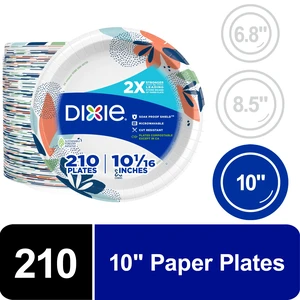 Dixie Disposable 10Inch Paper Plates, Multi-Color, 210Count Dixie Disposable 10Inch Paper Plates, Multi-Color, 210Count