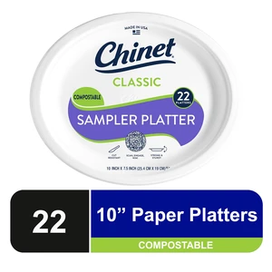 Chinet Classic Premium Disposable Paper Sampler Platters, 10in x 71/2", White, 22 Count Chinet Classic Premium Disposable Paper Sampler Platters, 10in x 71/2", White, 22 Count
