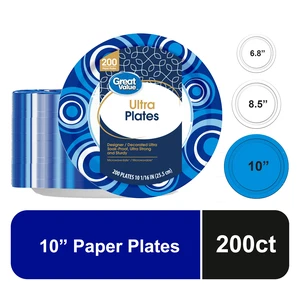 Great Value Ultra Disposable Paper Plates, 10in, 200 Count Great Value Ultra Disposable Paper Plates, 10in, 200 Count