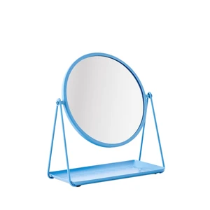Mainstays Becky G. & Alejandra Round Tabletop Vanity Mirror with Metal Tray, Blue Mainstays Becky G. & Alejandra Round Tabletop Vanity Mirror with Metal Tray, Blue