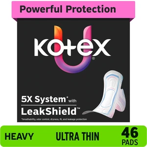 Kotex Ultra Thin Period Pads with Wings, Heavy Absorbency, 46 Count Kotex Ultra Thin Period Pads with Wings, Heavy Absorbency, 46 Count