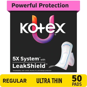 Kotex Ultra Thin Period Pads with Wings, Regular Absorbency, 50 Count Kotex Ultra Thin Period Pads with Wings, Regular Absorbency, 50 Count