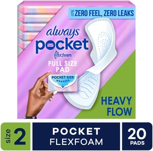 Always Pocket with FlexFoam Pads, Size 2, Heavy Flow, Wings, 20 Count Always Pocket with FlexFoam Pads, Size 2, Heavy Flow, Wings, 20 Count