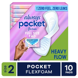 Always Pocket FlexFoam Pads Size 2 Heavy Flow Wings 10 Count Always Pocket FlexFoam Pads Size 2 Heavy Flow Wings 10 Count